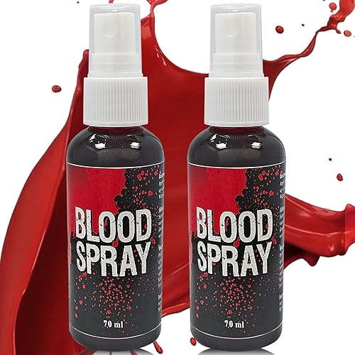 2 piezas de aerosol de sangre falsa de Halloween, salpicaduras de sangre realista, lavado de sangre falsa, sangre falsa para ropa, kit de maquillaje