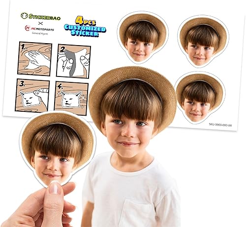 Miniatura 1 de MC MOTOPARTS Custom Kids Child Infant Baby Girl Boy Face Head Foto Imagen Icono Vinilo Pegatinas Hoja 14 PC Set Die Cut