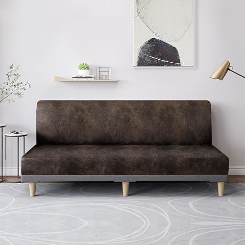 Miniatura 3 de molasofa Funda elástica similar a la piel para futón sin brazos, protector de muebles con parte inferior elástica, funda de futón suave y lavable