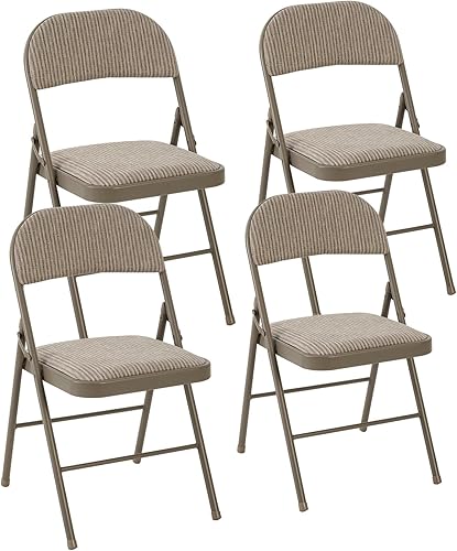 Vista 44 de DUMOS Paquete de 10 sillas plegables acolchadas de cuero, asiento comercial apilable portátil para interiores y exteriores con marco de acero, Caqui