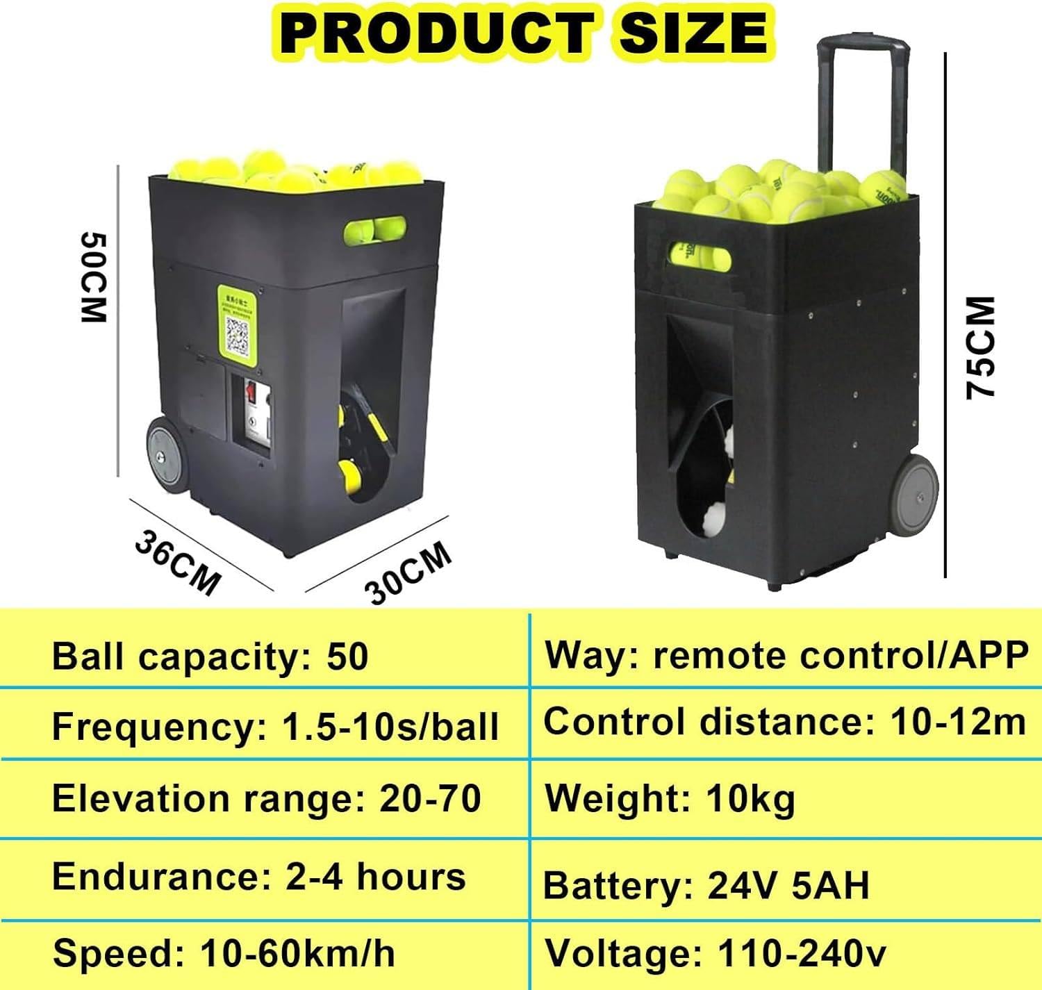 Máquina lanzapelotas de Tenis Inteligente, Servidor de Pelotas de Tenis, con Control Remoto, ángulo de Lanzamiento Ajustable, batería incorporada, para Entrenamiento de Tenis en Solitario