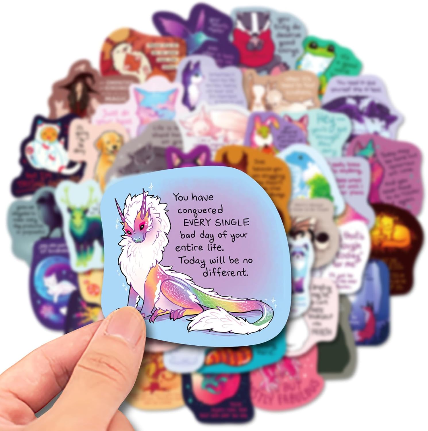 100 Pcs Motivational Stickers for Scrapbooking,Cute Animal Stickers,Positive Affirmation Sticker Pack - Image 2