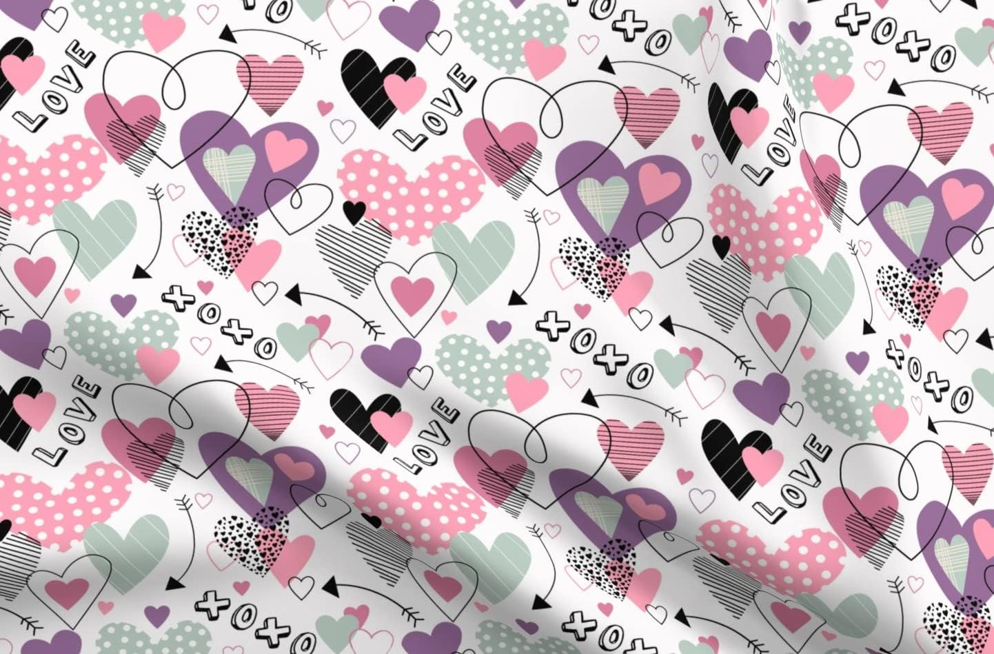 Spoonflower Fabric - Love Valentines Day Hearts Arrows Fun Girls Room Pastels Pastel Printed on Upholstery Velvet Fabric Fat Quarter - Upholstery Home Decor Bottomweight Apparel
