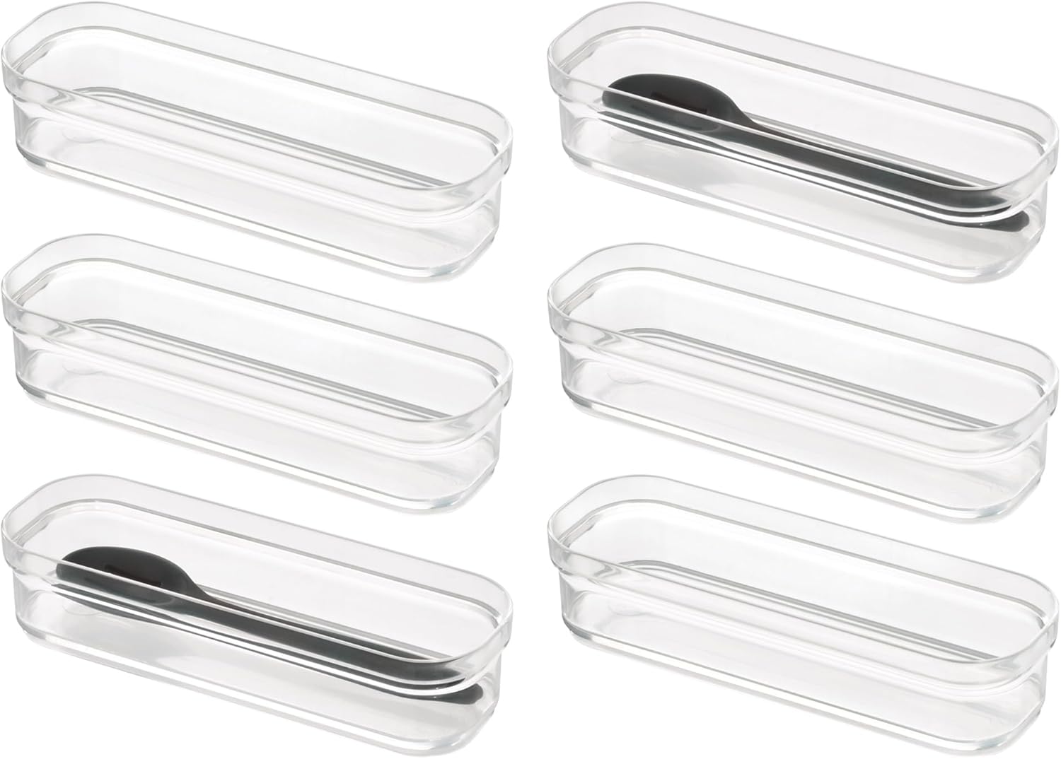iDesign Plastic Drawer Organizer Bins - Storage for Kitchen, Bathroom, and Desk Drawers - Set of 6 - Clear