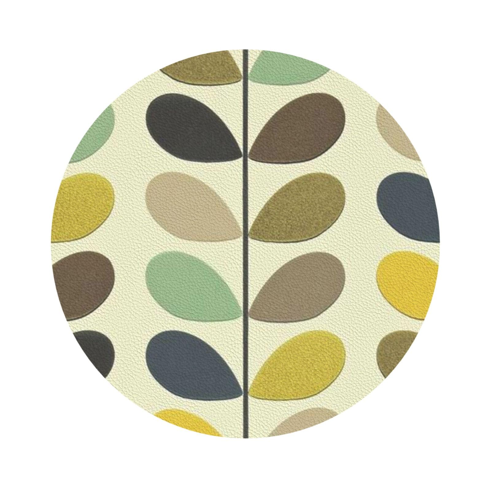 color leaf PU Leather Coasters Set of 6 Round Drink Coasters