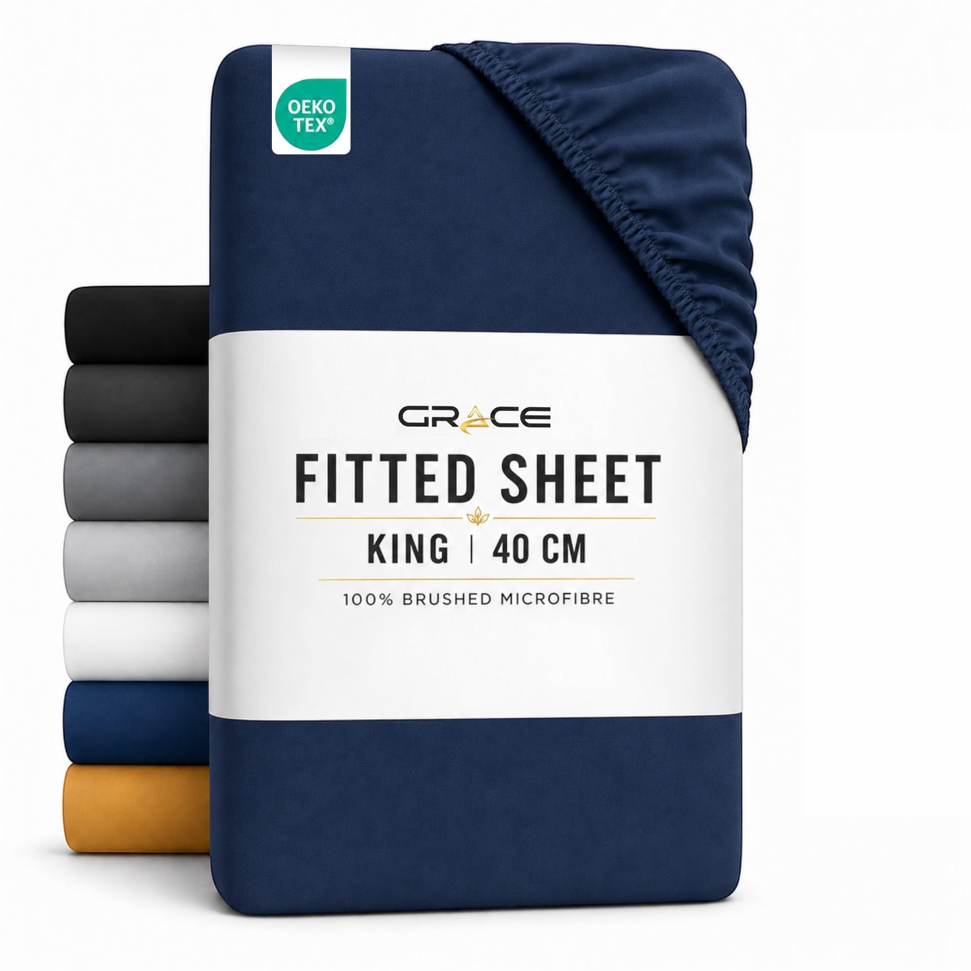 Grace King Size Fitted Sheets Extra Deep Pocket 40 cm (16 inches) Durable Elastic Bed Sheets
