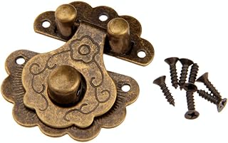 1Pc 40x36mm Antique Bronze Hasps Lock Decorative Jewelry Wood Box Padlock Retro Suitcase Latch Hook with Screws Vintage Hardware