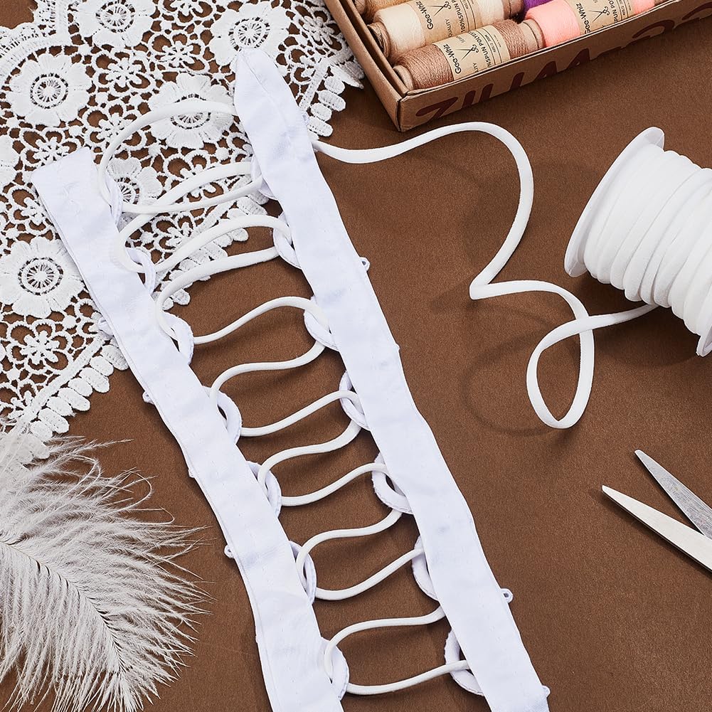 AHANDMAKER 11 Yards Women's Tie Back for Wedding Bridal Gown 0.2 Inch Adjustable Lace up Dress Cord Back Corset Ribbon Replacement Extender Zipper Replacement for Prom Dresses, White