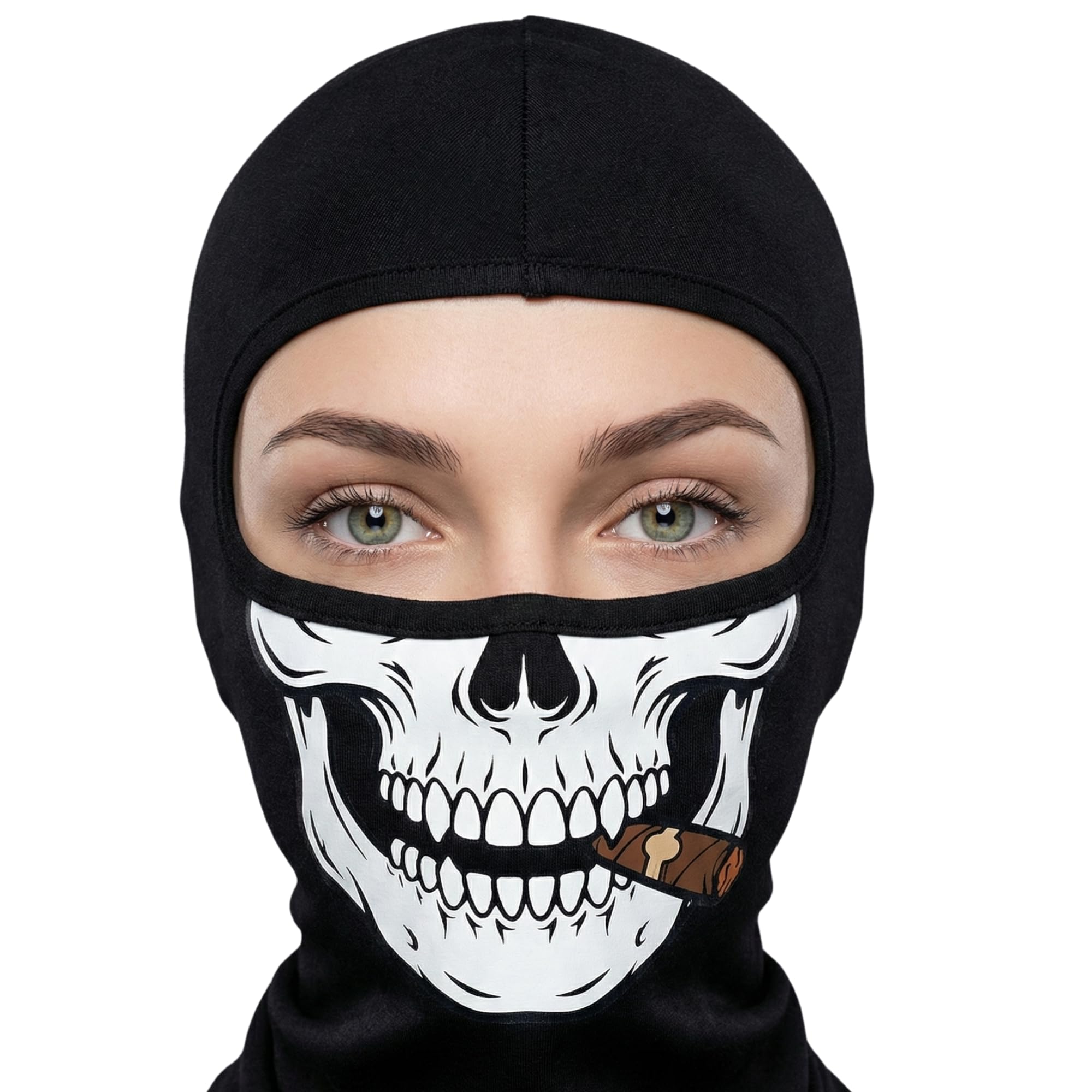 Unisex Çok Desenli Balaklava Yüz Maskesi - Motosiklet, Kayak, Kış Sporları için Nefes Alabilir Esnek Kumaş Kar Maskesi - Palyaço, Joker, İskelet, Sakallı Puro Grafik Seçenekleri (İskelet)