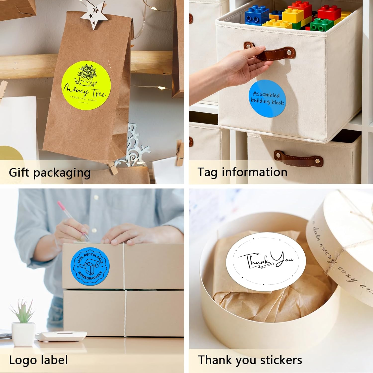 3 X 3 Inch Round Thermal Labels Circle Color Coding Labels Printable Waterproof 500PCS Round Stickers Adhesive Writable for Home, Garage, DIY Sticker, Barcodes,4 Rolls of Fluorescent Blue