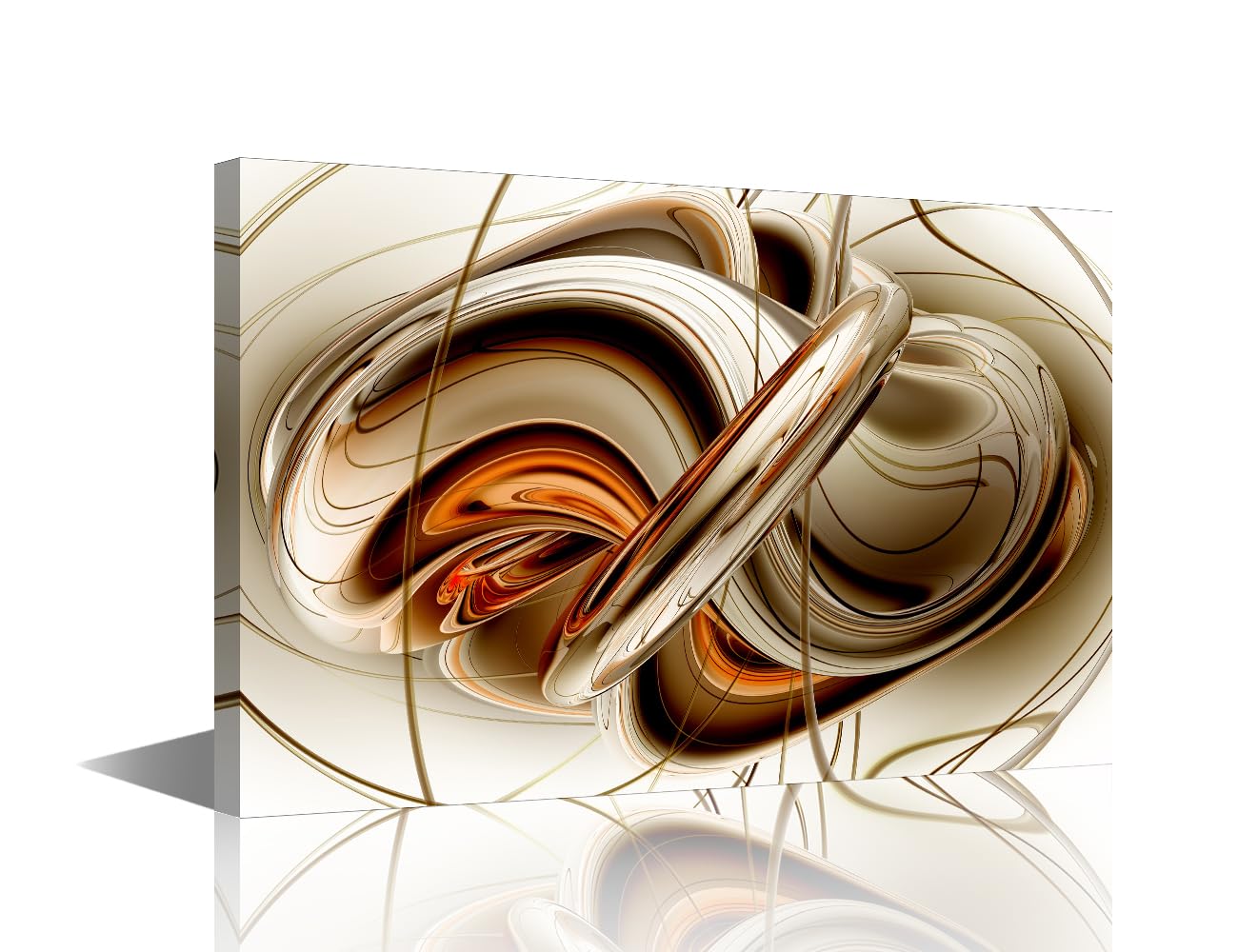 Abstract Canvas Wall Art in Cream & Terracotta - Modern Organic Shapes Framed Painting, Gallery-Wrapped Textured Decor for Living Room Office Bedroom, 24x16 Inches