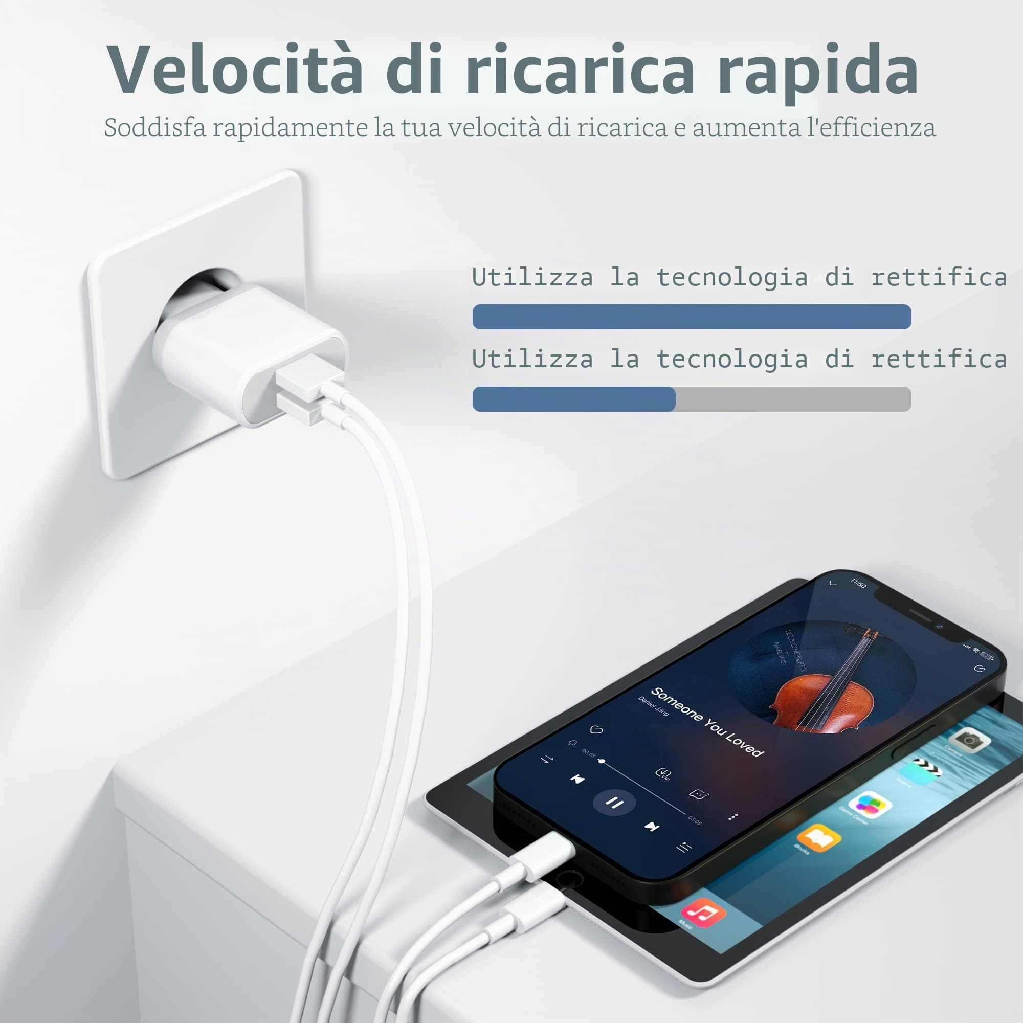 Caricatore for iPhone, Caricabatterie con 2M Cavo per iPhone 8 7 6 6S X XS 11 12 13 14 Pro Max Plus, iPad, 2-Pack Carica Batteria 2.1A 5V USB Presa Spina Alimentatore Charger Caricabatteria Nisiyama