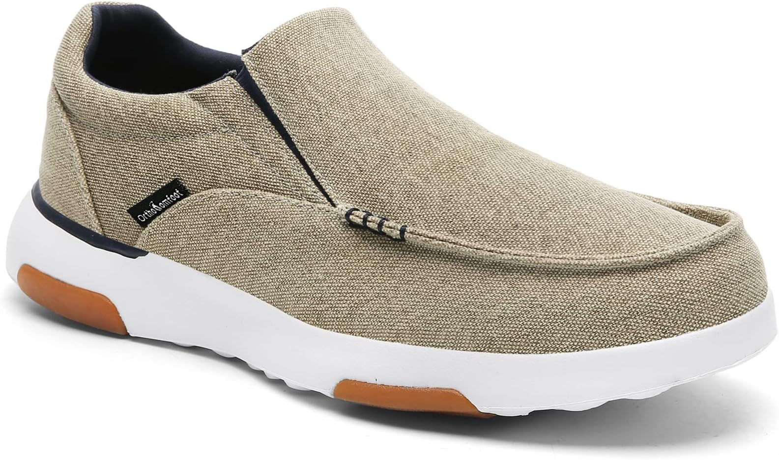 OrthoComfootMen's Arch Support Slip-On Loafers Walking Shoes: Supportive Comfortable Soft Cushion Adjustable Fit Slip On Loafers, High Arch Lightweight Outdoor Casual Work House Standing Flat Shoes