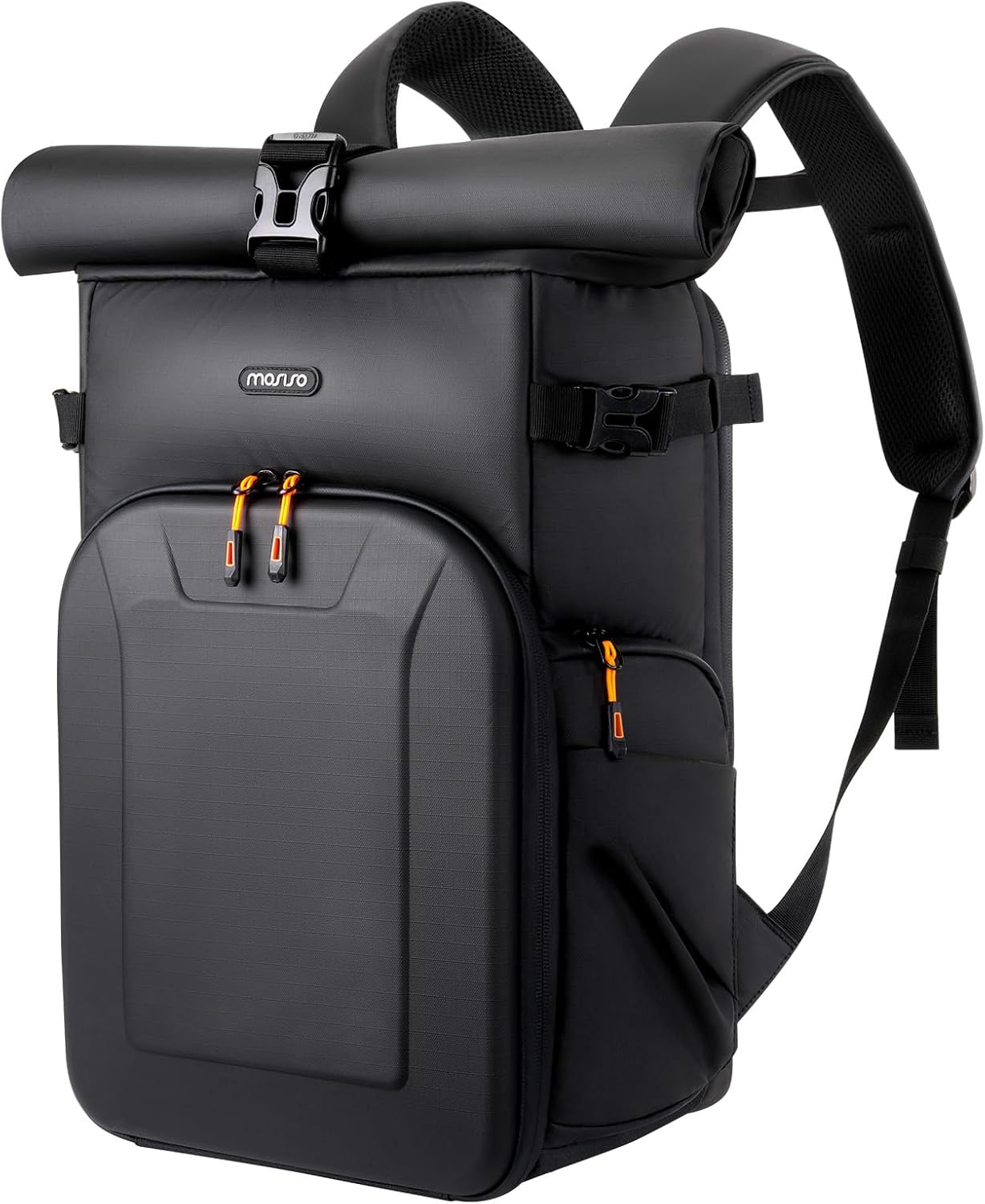 MOSISO Camera Backpack,DSLR/SLR/Mirrorless Camera Bag with Front Hardshell Pocket,Photography Backpack with Laptop Compartment&Tripod Holder&Rain Cover&Roll Top Compartment for Canon/Nikon/Sony,Black