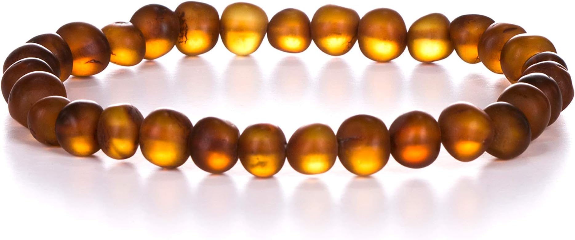 Natural Baltic Amber Bracelet for Adults (Women/Men) - Hand Made from Raw-Unpolished/Certified Baltic Amber Beads(6 Colors) (8, Raw-Unpolished Cognac)