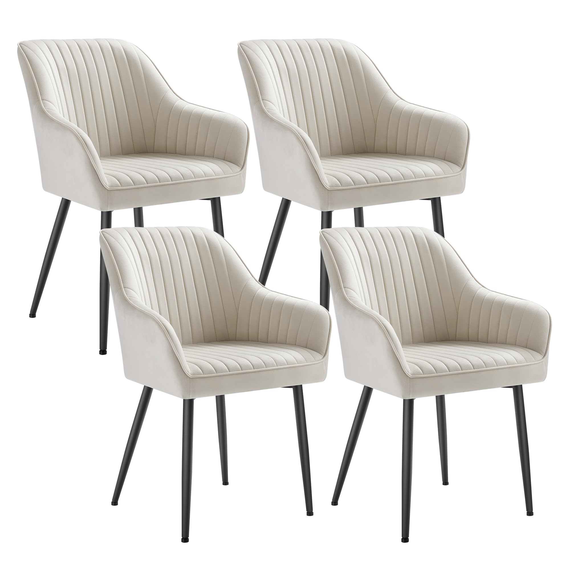 SONGMICS Dining Chair, Kitchen Chair, Velvet Armchair, Upholstered with Armrests, Max. Load 120 kg, Metal Legs, for Dining Room, Lounge, Cappuccino Beige and Ink Black LDC087LH01 — view 14