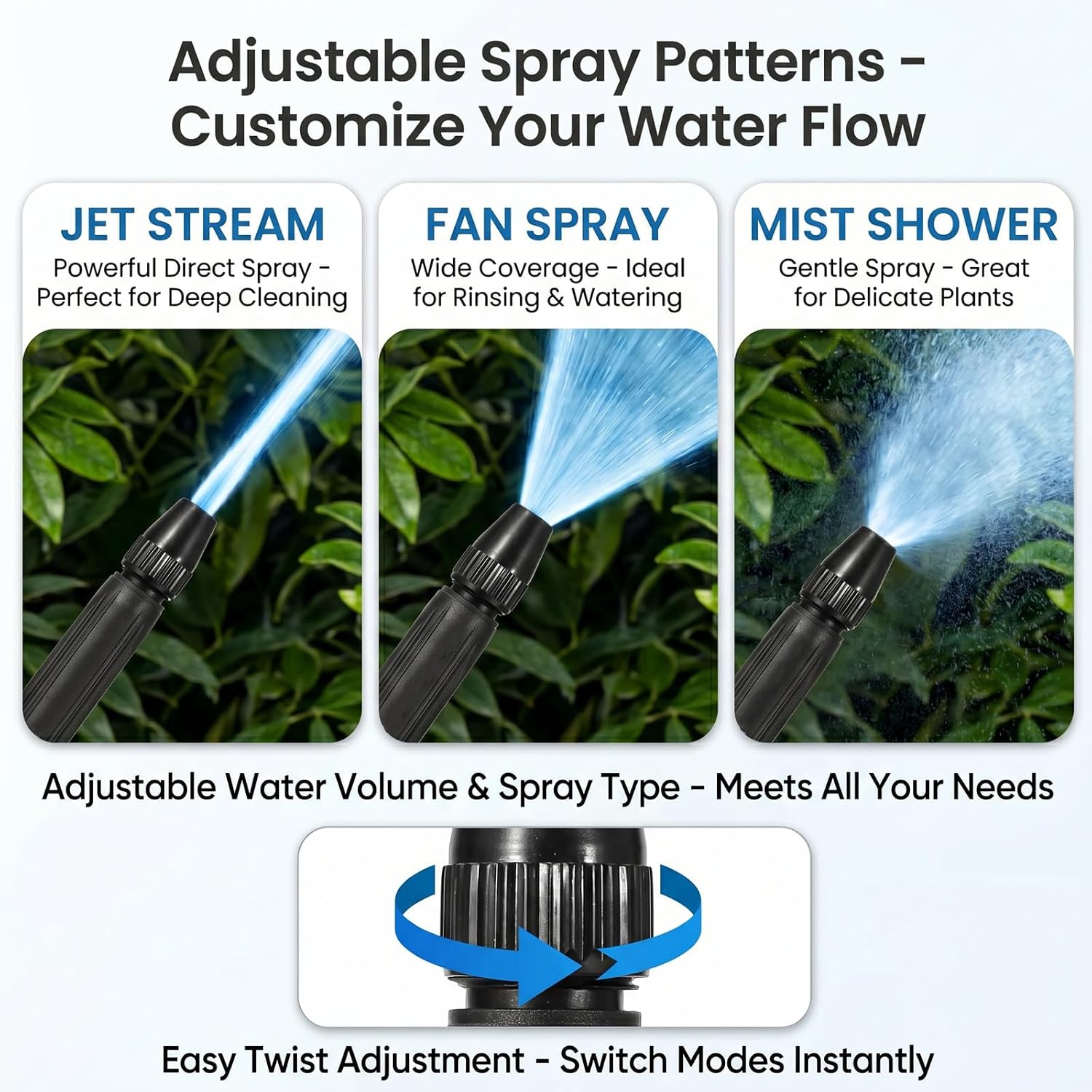 Home High Pressure Car Wash Water Gun, Durable Aluminum Alloy Body & Brass Connectors, 18m Long Range Power Washer Nozzle, 3 Spray Modes for Auto Garden & Floor Cleaning (1set Black)