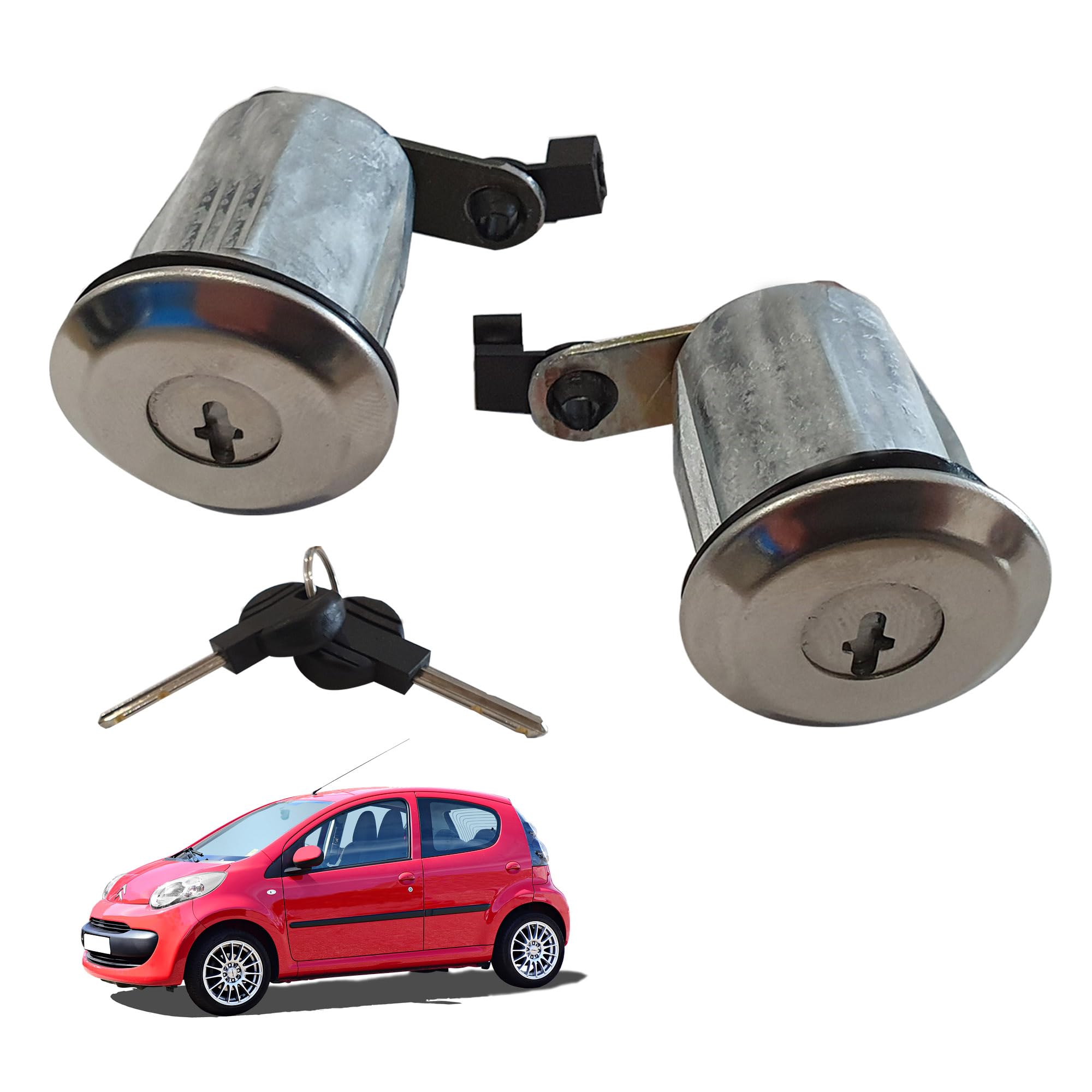 Partsline (Lot de 2) Serrure Barillet de Portes Avant Gauche ET Droite compatible avec 107 AYGO et C1 - Réf 9170Y8 1608746380 9135S2