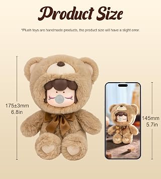 ROBOTIME Plush Doll Blind Box Figure,7 Inches Cute Anime Plush Doll Mystery Box Popular Collectible Toy Creative Kits for Birthday Gifts/Christmas Holiday Chocolate Colorful Plush Bear (1 pcs)
