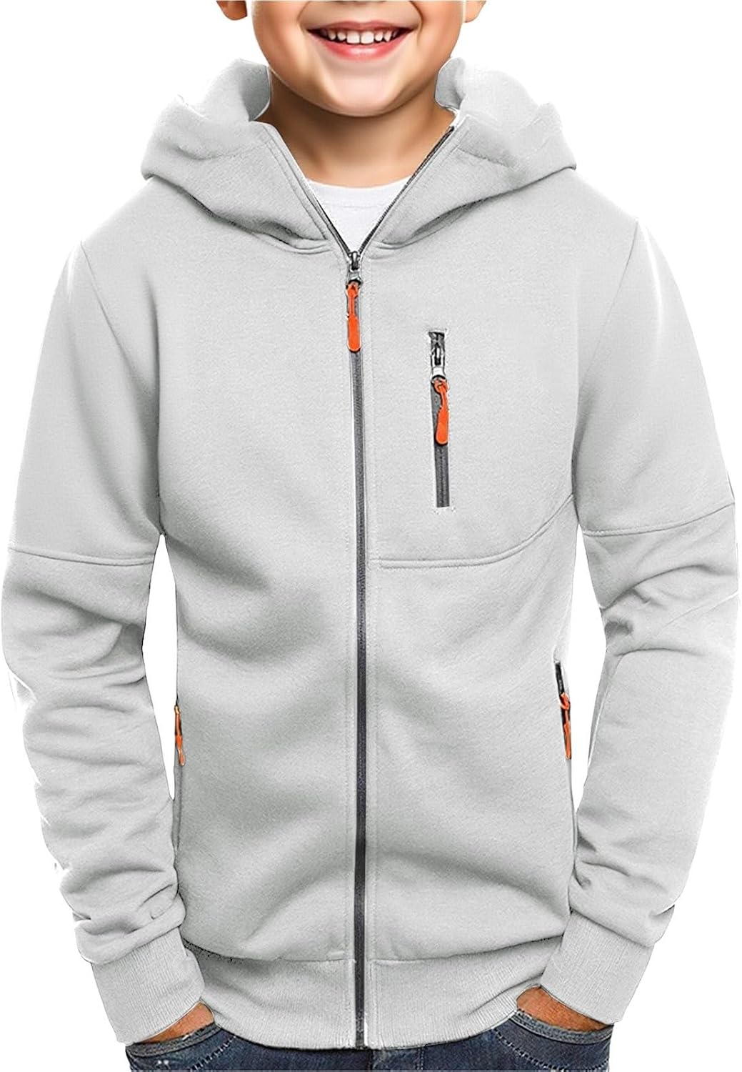 Boys Zip Up Hoodie Oversized Basic Athletic Sweatshirt Trendy Preppy Long Sleeve Hooded Pullover Soft Casual Loose