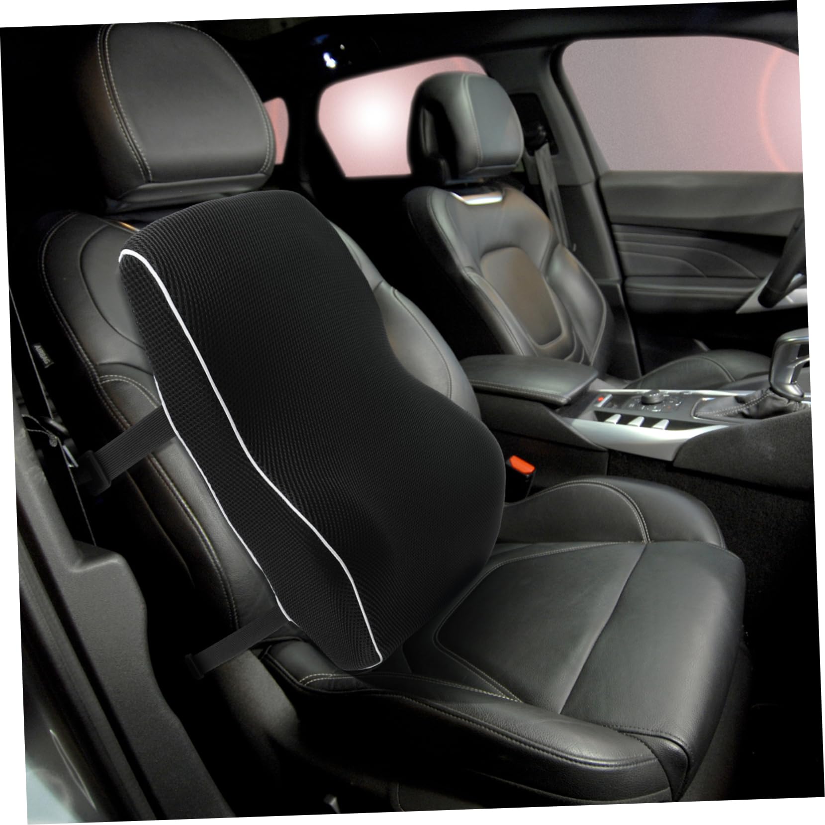 Cabilock Support Lombaire pour Voiture en Maille et Coton Mémoire Noir | Coussin de Soutien Lombaire pour Voiture, Design Simple, Entretien Facile, pour Sièges et Chaises de Bureau