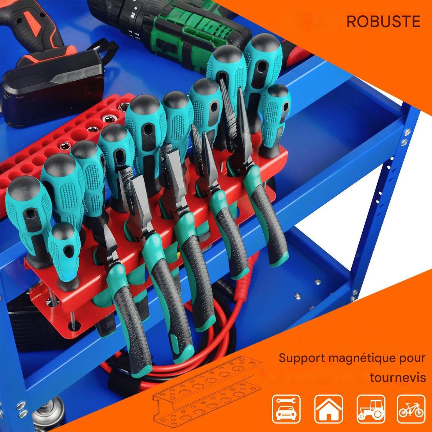 Supporto Cacciavite Magnetico Rack Metallico A Parete