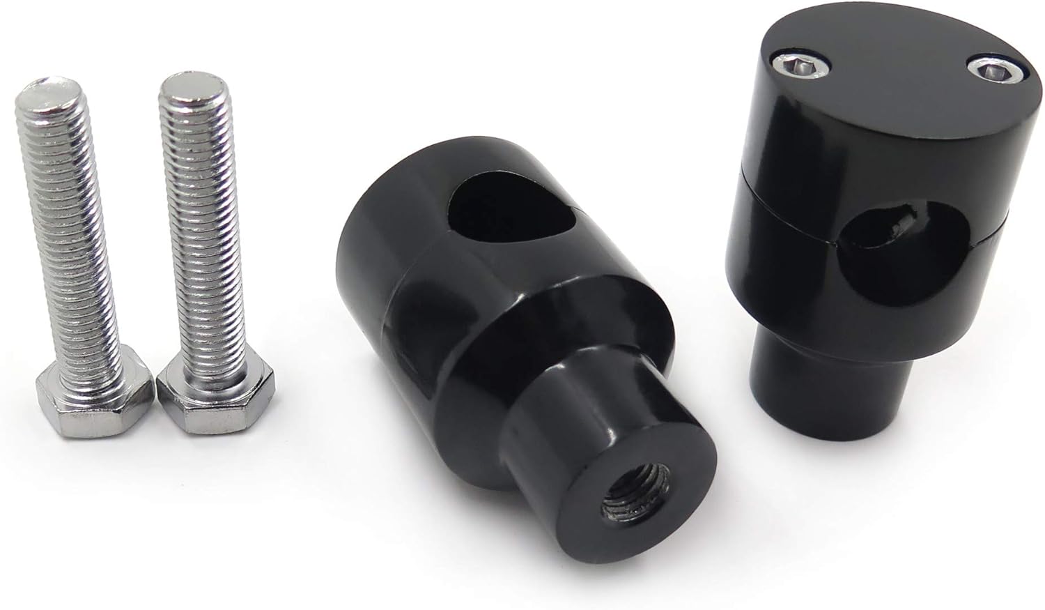 XKMT- 7/8" ROUND Chrome Handlebar Riser Compatible With Most Motorcycle with Bar Hole Diameter: 7/8" (22mm) [P/N: MT030-007-1.25-BK]