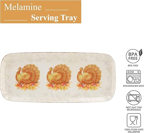 Miniatura 9 de UP ware Harvest - Bandeja de melamina de calabaza, bandeja rectangular de 15 x 6.5 pulgadas, bandeja de alimentos sin BPA para entretenimiento