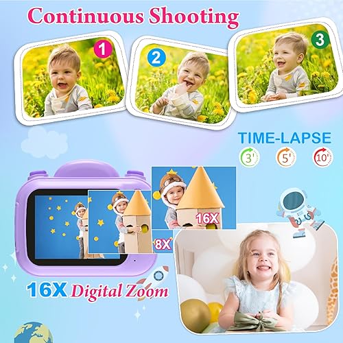 Miniatura 5 de Cámara de impresión instantánea para niños, cámara digital instantánea para niños de 3.5 pulgadas con fotos y videos HD de 1080P, regalos de