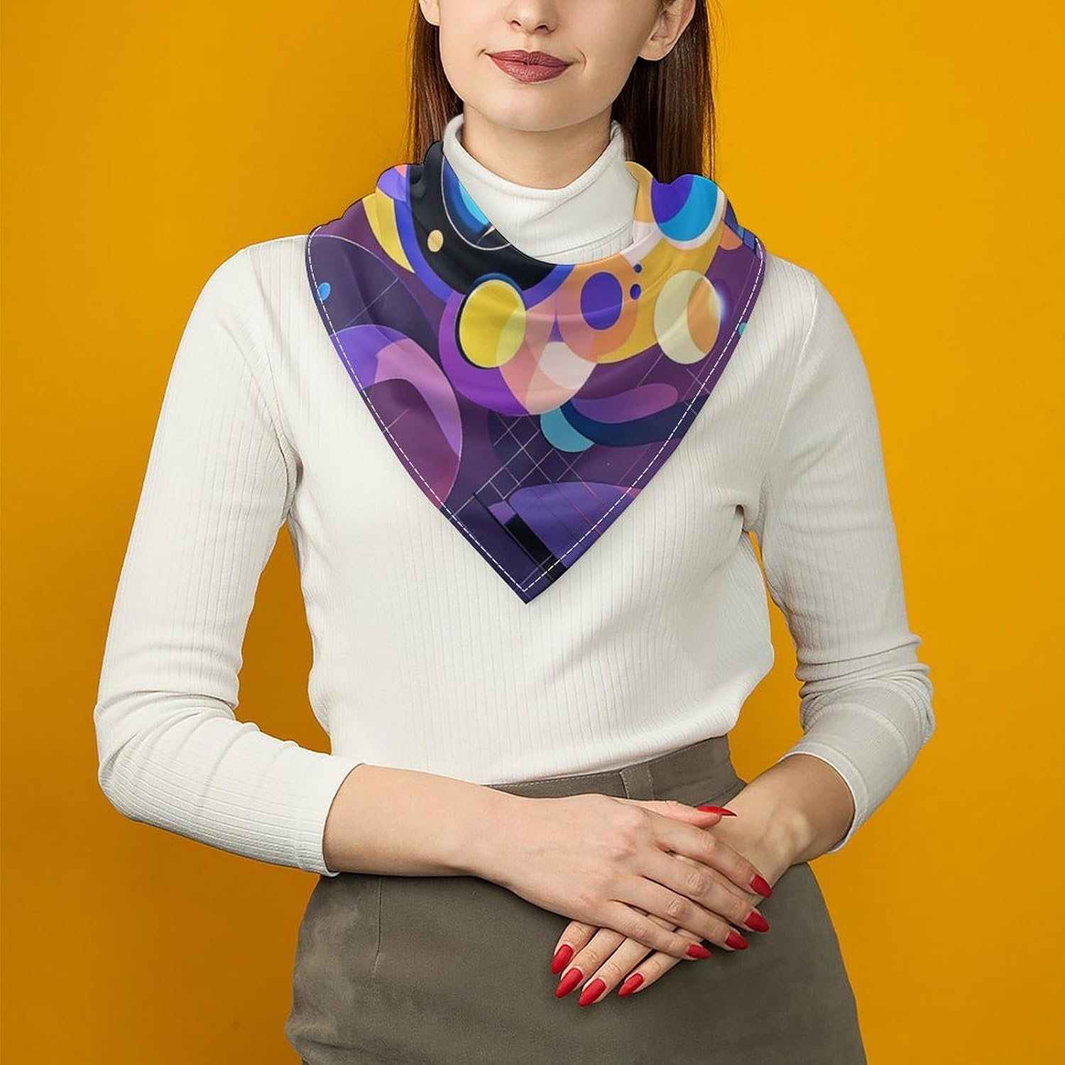 Abstract Music Themed Fashion Bandanas for Women, Square Scarf image 5