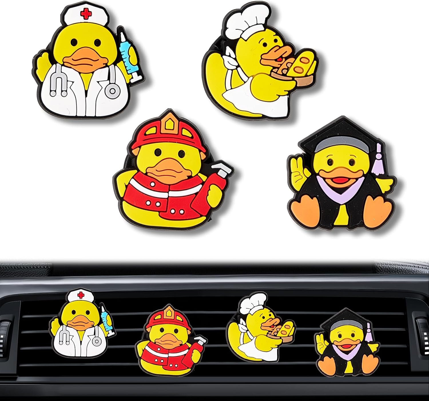 Rislobx 4PCS Duck Air Vent Clip, Duck Air Freshener Car Accessories for Women (Working Duck)