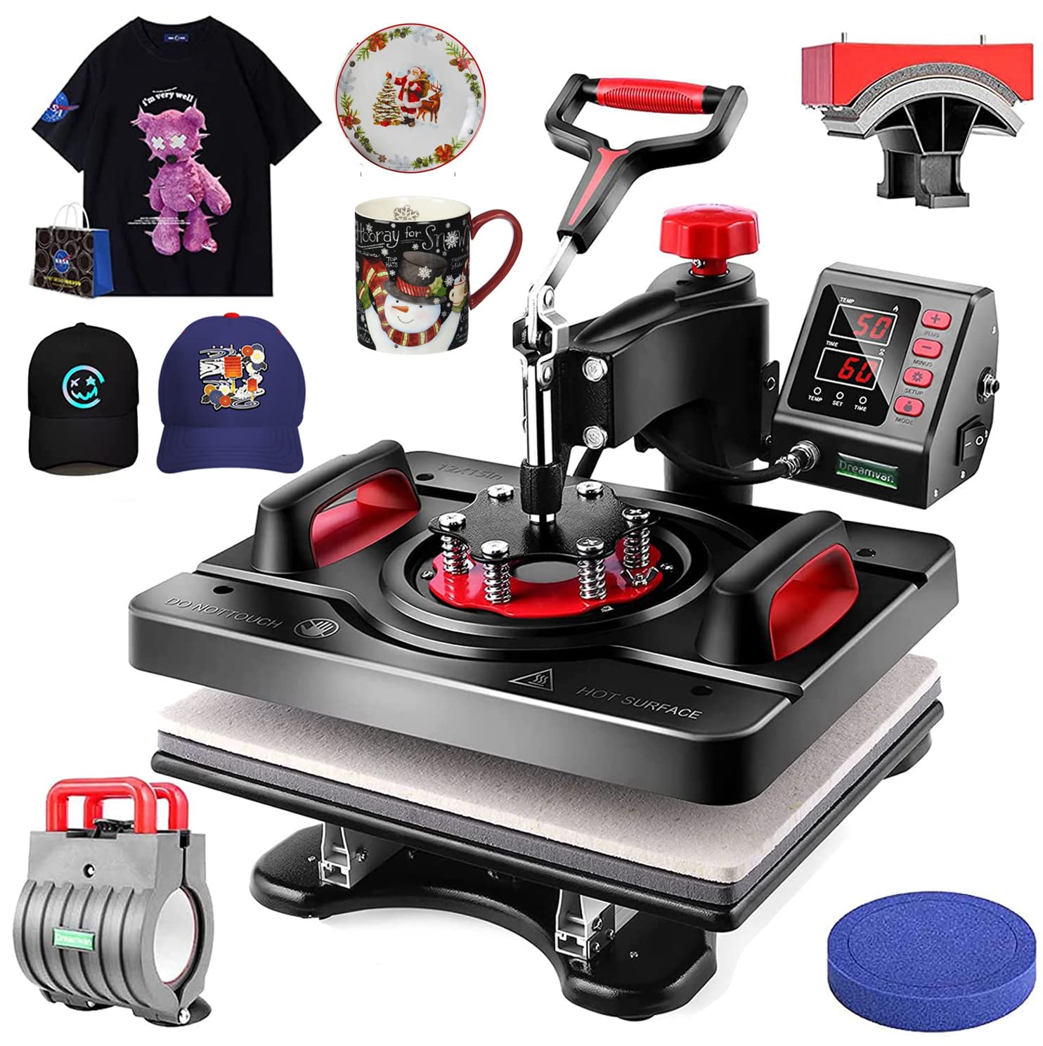 5 in 1 Heat Press Machine 15 x 12 Inch T Shirt Press Machine 360Degree