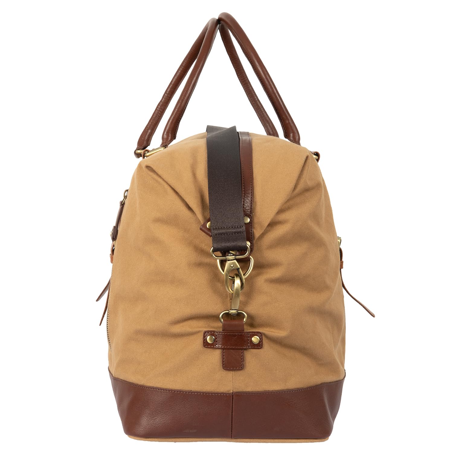 TYT Zefiro, Borsa da Viaggio Uomo in Canvas e Pelle Bovina, Borsone Weekender con Tracolla Regolabile, Base Rinforzata, 52x24x35 cm (Desert)