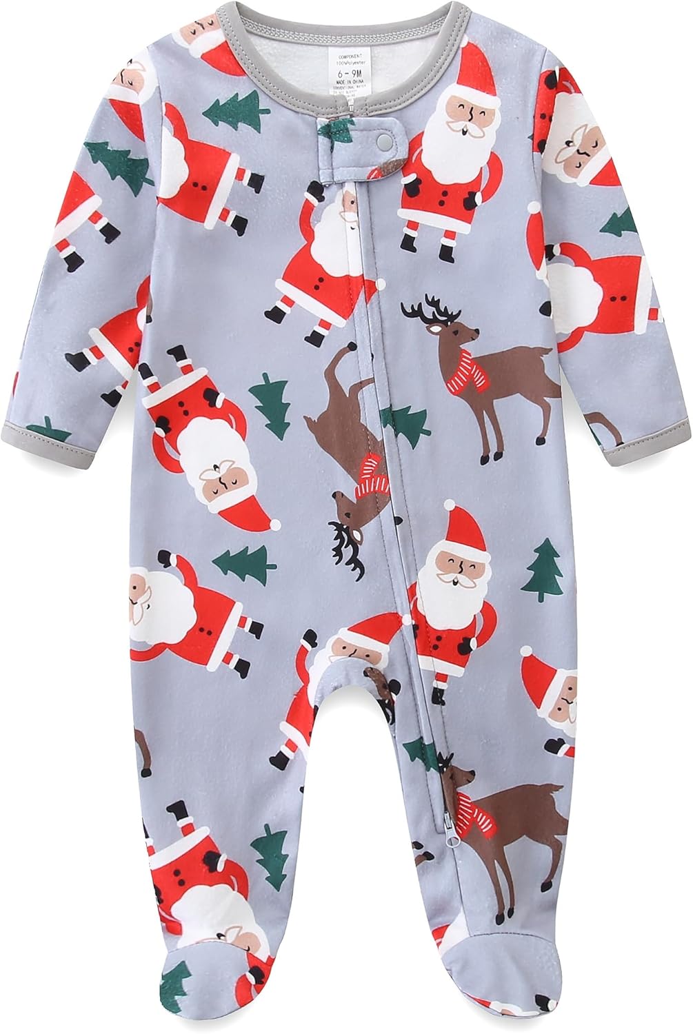 Baby Boy Girl Outfit First Christmas Footed Onesie Newborn Long Sleeve Romper Jumpsuit for Fall Winter Clothes