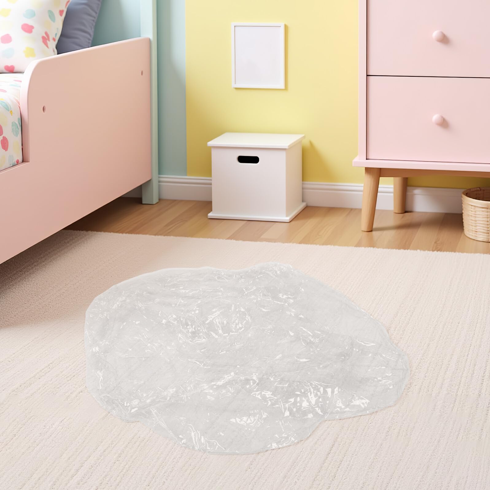 Pouf Contenitore Trasparente per Giocattoli di Peluche Cerniera in PVC Imbottito e Spazioso Borsa Porta Peluche per per Organizzare e Arredare la Cameretta