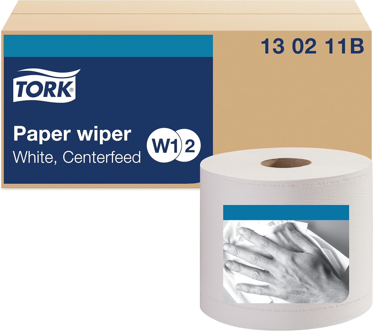 Tork Paper Wiper Centerfeed White W1/W2, Multipurpose, 2 x 800 Sheets,130211B