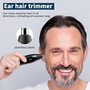 Selouj Ear and Nose Hair Trimmer for Men, 2025 Professional Painless USB Rechargeable Eyebrow & Facial Electric Hair Trimmer for Men Women, Powerful Motor, Dual Edge Blades, IPX7 Waterproof Easy Clean