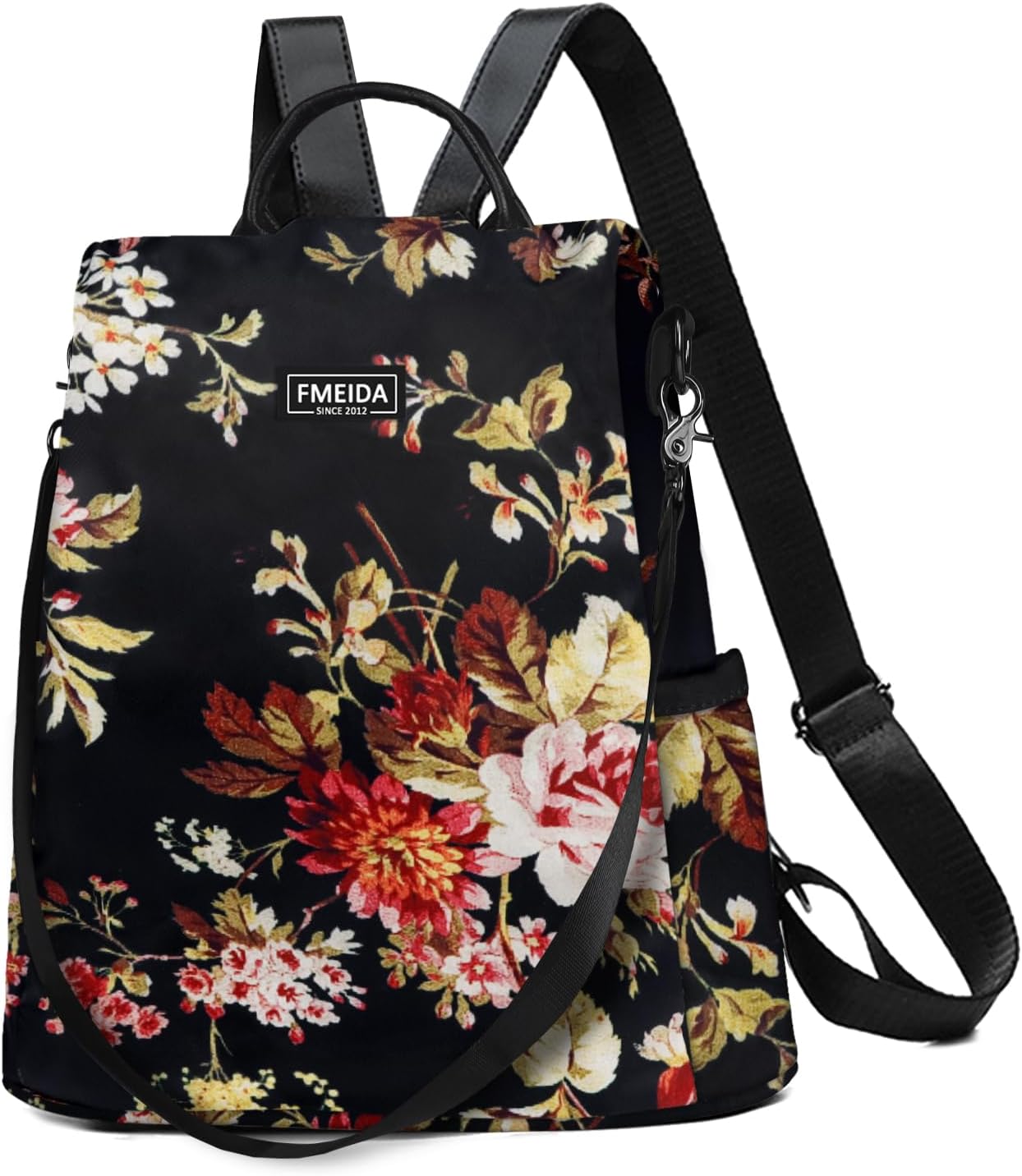 FmeidaBackpack Purse for Women Travel Anti-Theft Backpack Waterproof Daypack Fashion College Bookbag with Convertible Strap Vintage Flower Design