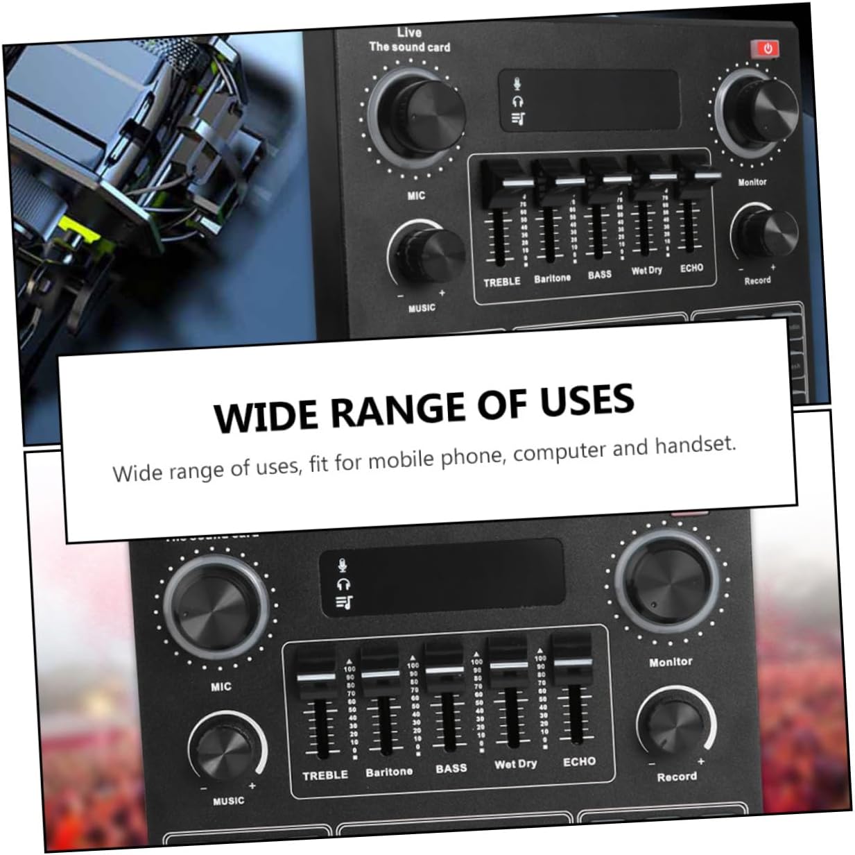 Multi-Functional Live Sound Card Sound Effects for Streaming Mobile Phones Computers Voice Changer Reverberation and Play Audio Mixer