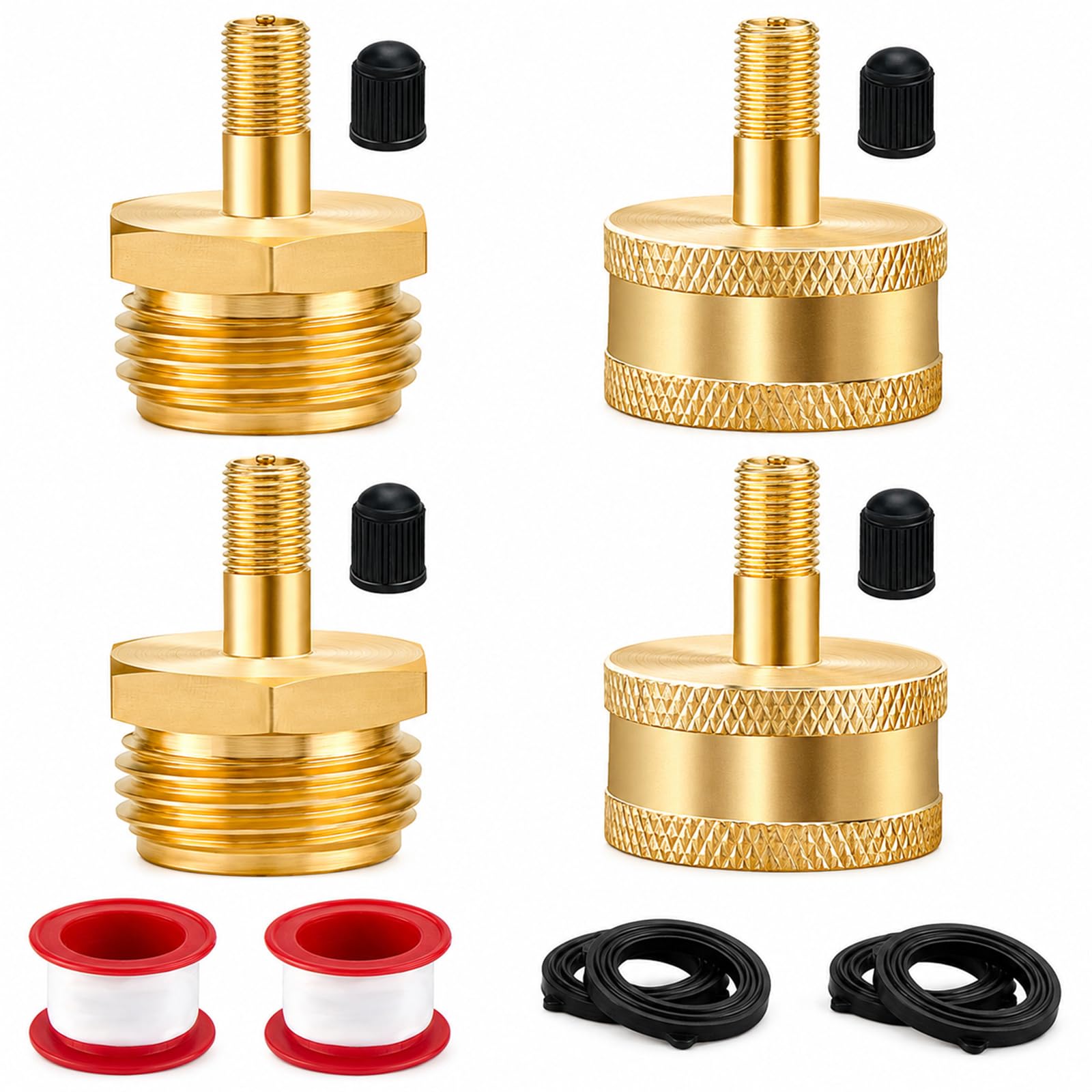 Jingzan RV Blow Out Plugs, 3/4" GHT Male &amp; Female Schrader Adapters, 4 Pack