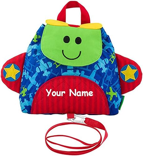 Mochila personalizada de Airplane Little Buddy con correa de arnés de seguridad con nombre personalizado, Bolsa personalizada Air Plane Little Buddy