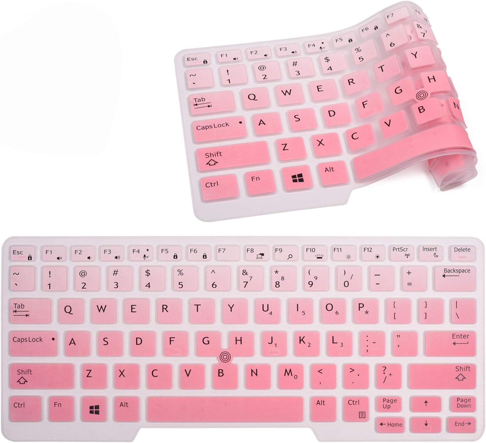 Keyboard Skin Compatible with 14" Dell Latitude E7450 E7470 E5470 E7480 5480 5490 7480 7490 with Pointing, Ultra Thin Soft Silicone Dell Latitude 5480 Keyboard Protector Skin(Gradual Pink)