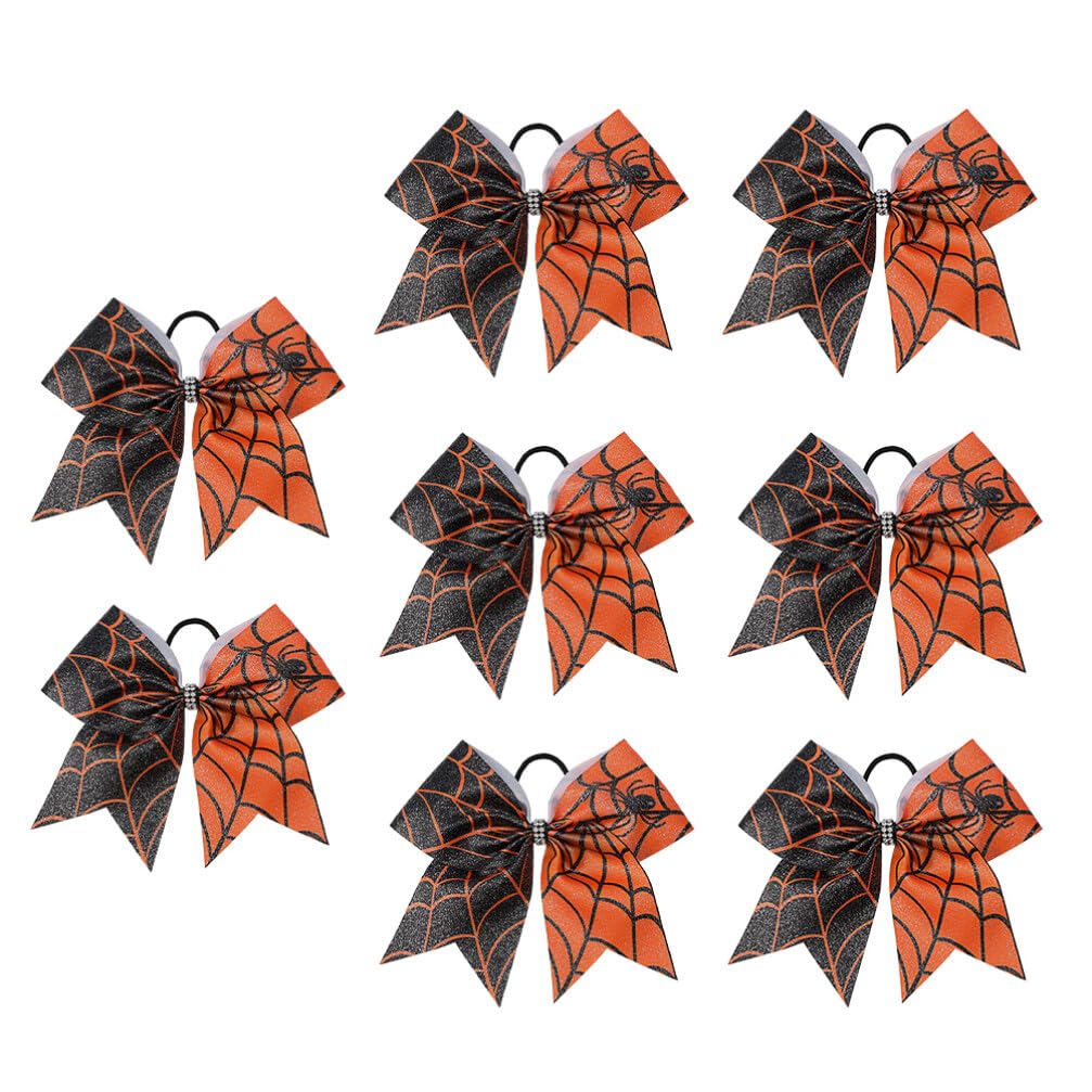 Beaupretty 8 Pcs Halloween Bow Knot Hair Ties Spider Web Hair Bands Stretchy Ponytail Holders for Girls Toddlers Kids