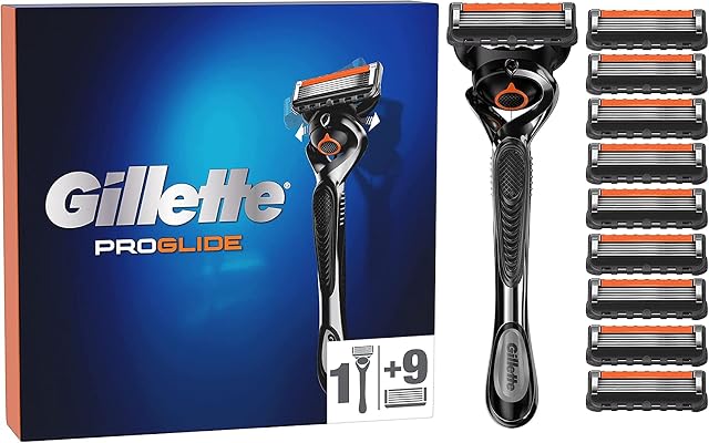 Gillette ProGlide Men's Razor with Flexball Technology + 10 Razor Blade Refills with Precision Trimmer, 5 Anti-Friction Blades