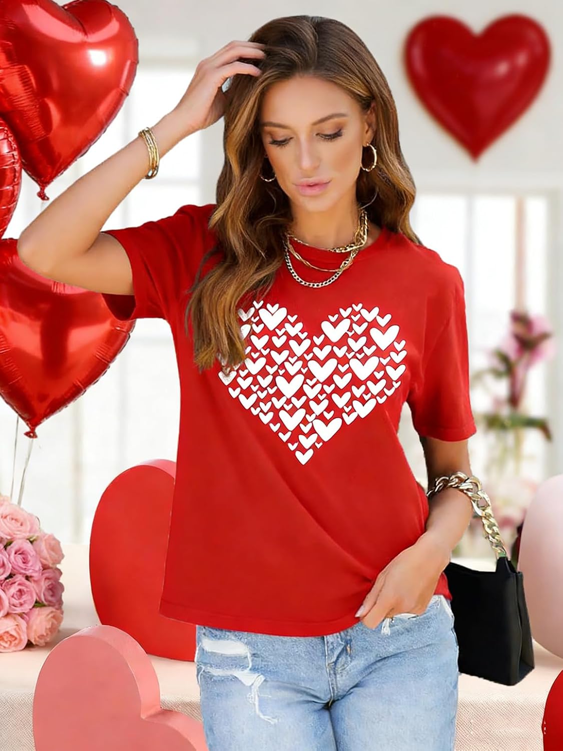 Valentines Day Shirts Women Cute Heart Shirts Valentines Day Gifts Tops - Image 5