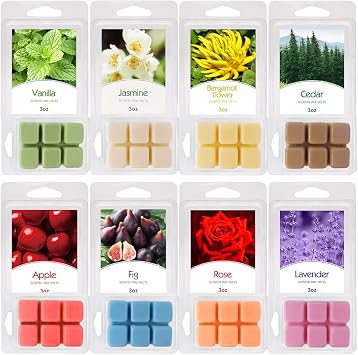 8 Packs Scented Wax Melts Set, Strong Aroma Wax Tarts with 8 Fragrances, 3.0oz Variety Wax Cubes
