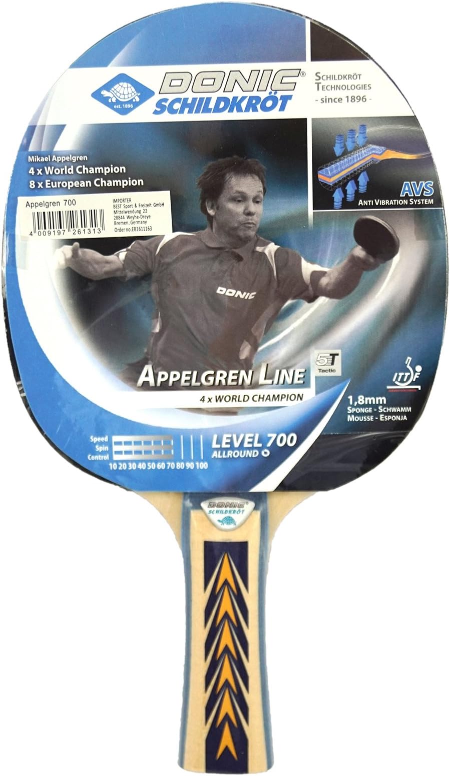 Schildkrot 700 Apple Green Table Tennis Bat - Multi-Colour