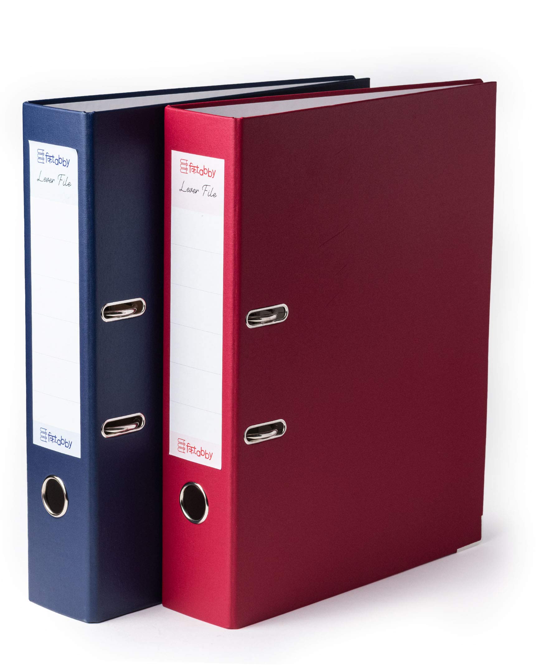 Lever Arch File – Foolscap Size (35cm x 28.4cm) – 70mm (2.75 inch) Nickel Plated Clip with Lock – Stiff Fabric (Buckram) Cover Material – Pack of 2 – (Red + Blue)