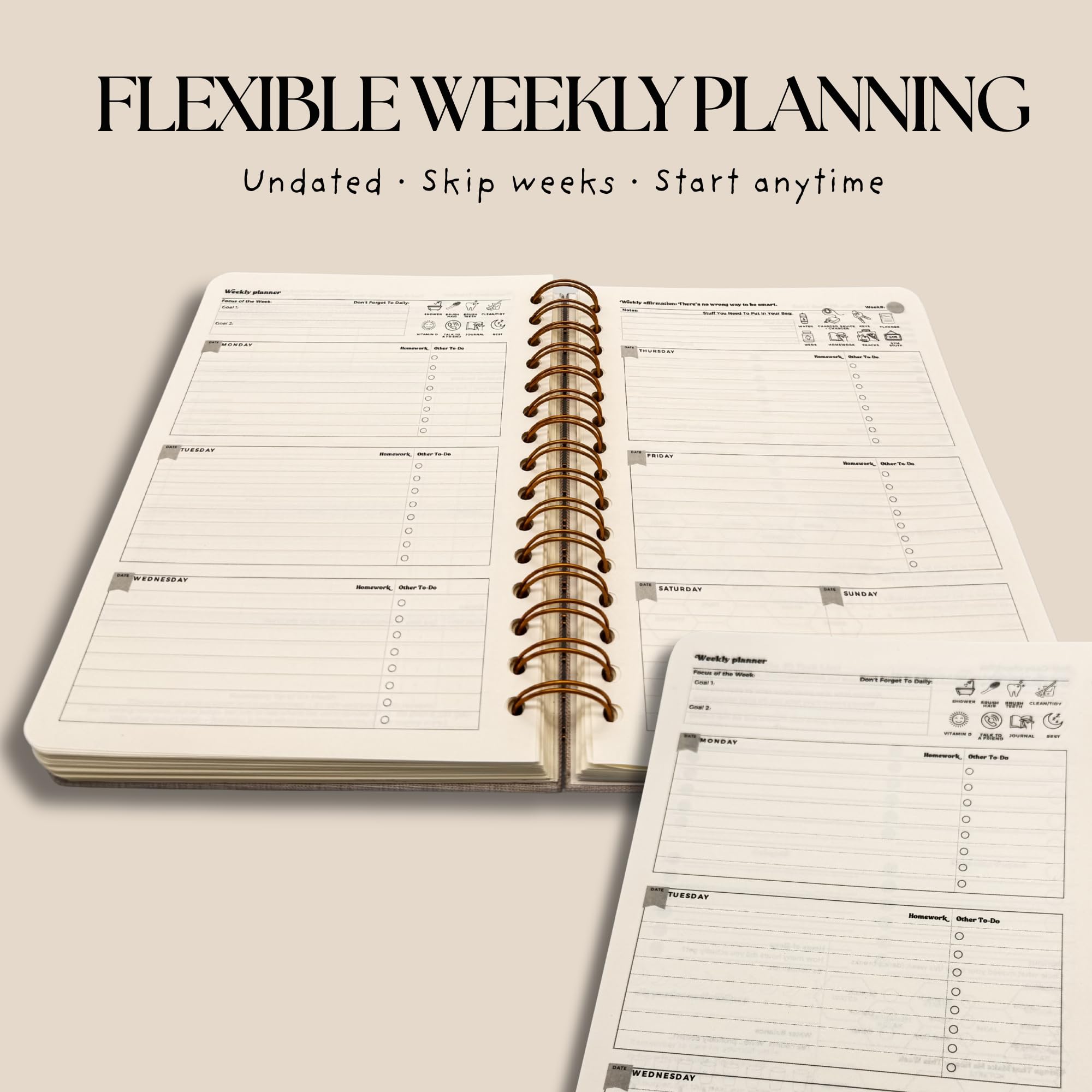 ADHD Student Planner e sistema di studio | Planner accademico non datato per adolescenti e studenti universitari | Funzione esecutiva, strumenti di studio, adesivi e supporto per la salute mentale