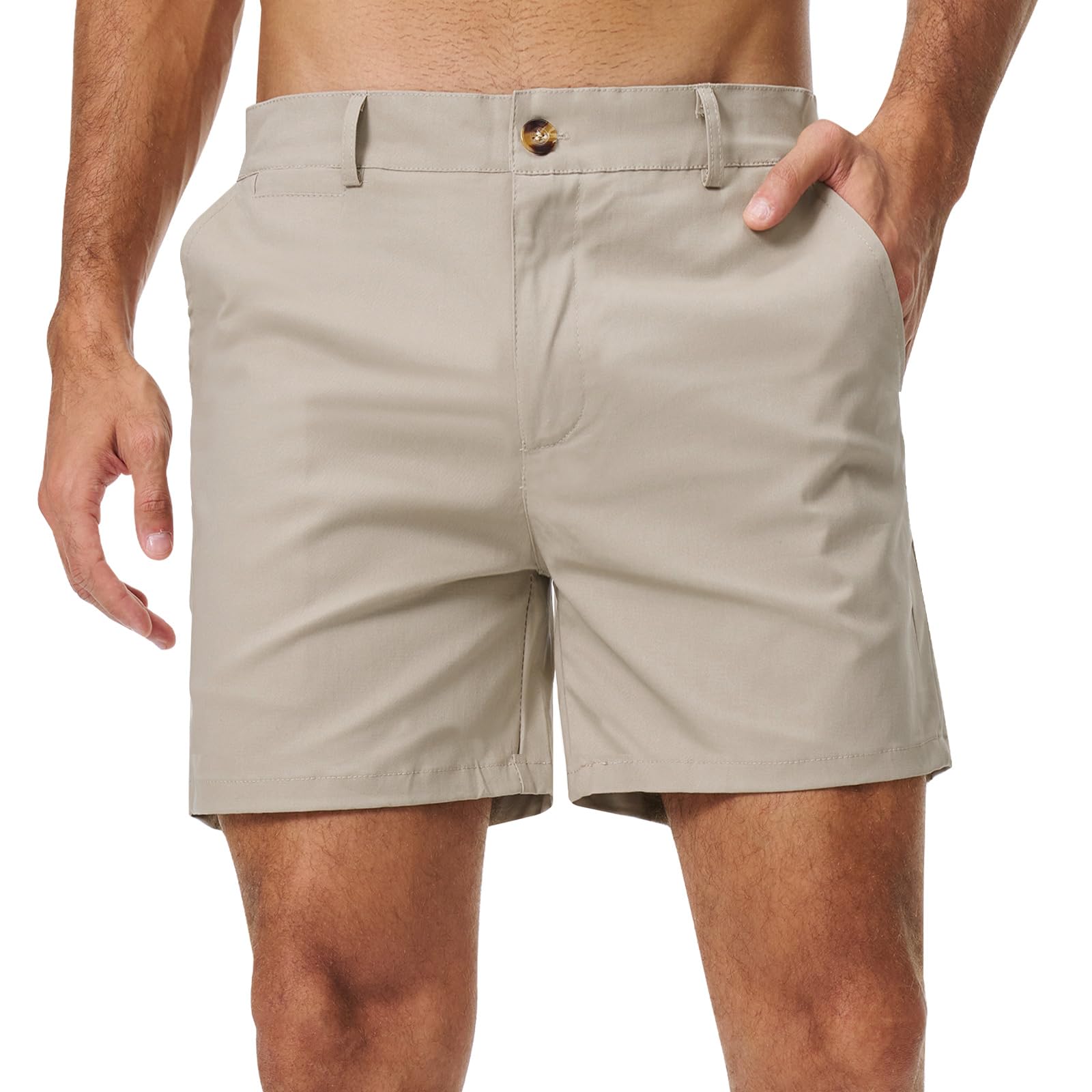 Zetieny Kurze Hosen Herren Baumwolle Chino Shorts Sommer mit 5 Taschen | 100% Baumwolle, Verschluss mit Reißverschluss und Knöpfen, Tessuto Morbido, Confortevole, Elastico, Alltag, Freizeit, Arbeit